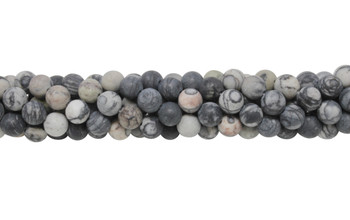 Black Veined Jasper Matte 8mm Round