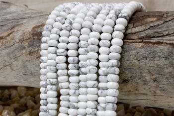 White Howlite Polished 5x8mm Rondelle