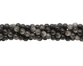 Silver Grey Black Obsidian AA Grade Polished 6mm Round