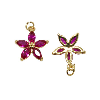 Pink Micro Pave 14mm Flower Charm