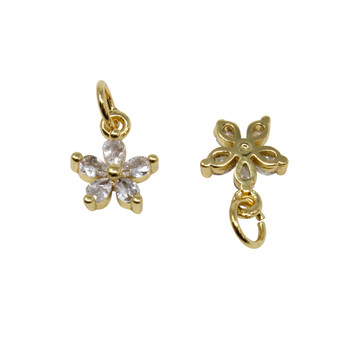 Micro Pave 7mm Gold Rose Charm