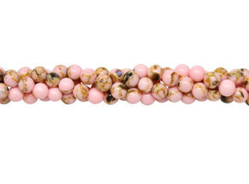Reconstructed Manmade Turquoise & Shell 4mm Round - Dyed Soft Pink