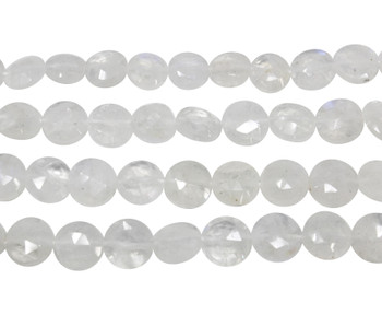 Rainbow Moonstone Polished 8mm Faceted Coin