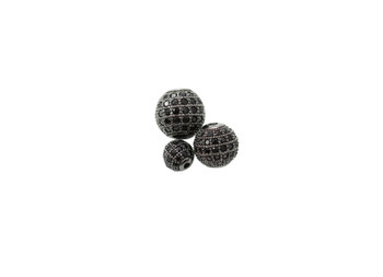 Black 8mm Round Micro Pave Bead