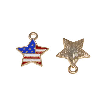 Gold Plated Enamel 18.5x15.5mm Star Flag Charm
