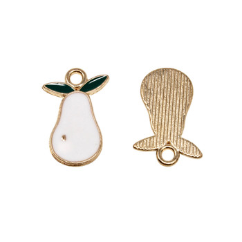 Gold Plated Enamel 19x12.5mm Pear Charm