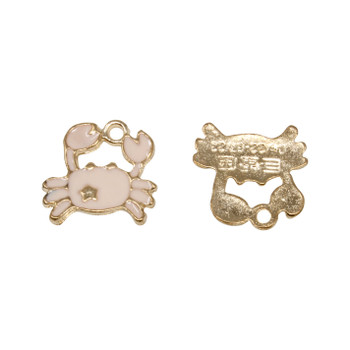 Gold Plated Enamel 16mm Blush Crab Charm