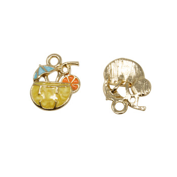 Gold Plated Enamel 15.5x12.5mm Cocktail Charm