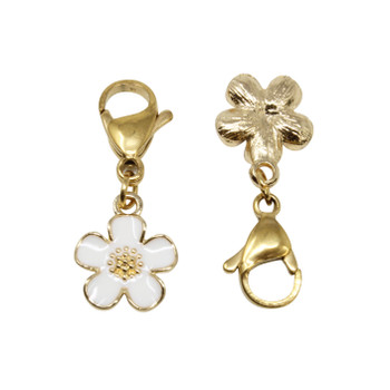 13x31mm White Enamel Flower & Clasp