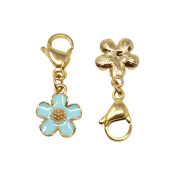 13x31mm Blue Enamel Flower & Clasp