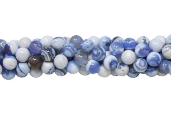 Blue / White Ceramic Fire Agate Polished 10mm Round