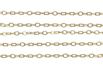 Satin Hamilton Gold 5x3mm Peanut Link Chain - Sold By 6 inches