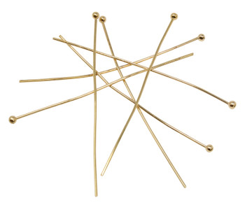 2 inch 2mm Dot Head Pins - Satin Gold (10 pieces)