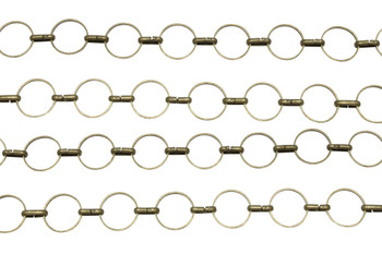 Antique Brass 9mm Round Link Chain- Sold By 6 Inches