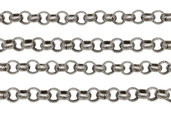 Antique Silver 6mm Rolo Chain- Sold By 6 Inches