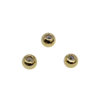 Gold Silicone Suction Round Bead - 4mm