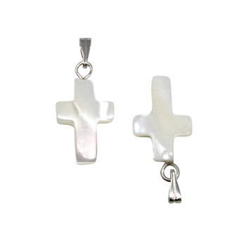 White Shell 11x16mm Cross Pendant