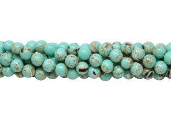 Reconstructed Manmade Turquoise & Shell 6mm Round - Dyed Turquoise