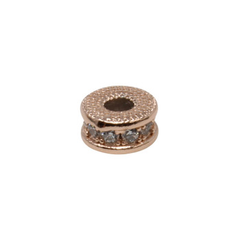 Rose Gold Plated Micro Pave Rondelle 8mm Forte Bead - Sold Individually