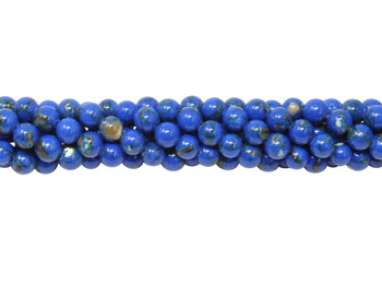 Reconstructed Manmade Turquoise & Shell 4mm Round - Dyed Royal Blue