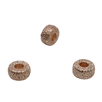 Rose Gold Plated Textured Rondel 8mm Forte Bead - Sold Individually