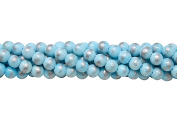 Dyed Jade Silver Foil Polished 6mm Round - Pale Blue