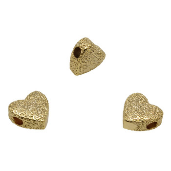 Gold Plated 11mm Textured Heart Bead - Sold Individually