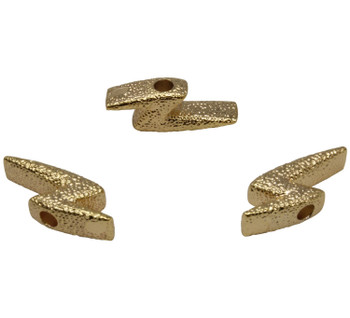 Gold Plated 9x21mm Textured Lightning Bolt Bead - Sold Individually