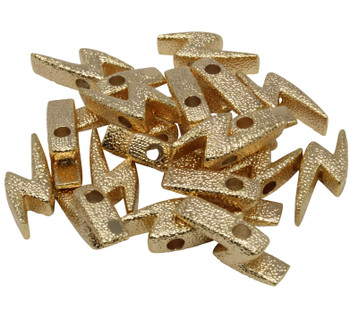 Gold Plated 9x21mm Textured Lightning Bolt Bead - Sold Individually