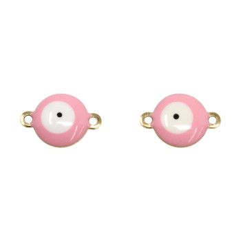 Gold Plated Enamel 10x14mm Pink Evil Eye Link