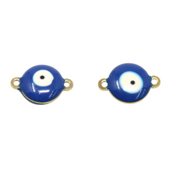 Gold Plated Enamel 10x14mm Royal Blue Evil Eye Link