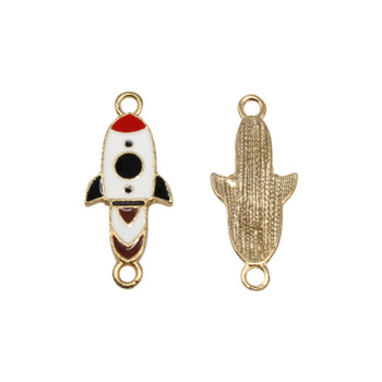 Gold Plated Enamel 29x12mm Rocket Link