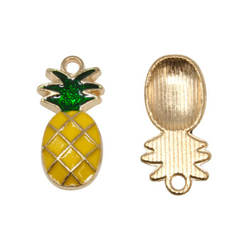 Gold Plated Enamel 23x11mm Pineapple Charm