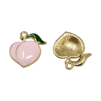 Gold Plated Enamel 13x16mm Peach Nectarine Charm