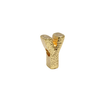 Gold Plated 13mm Textured Alphabet Bead - Y