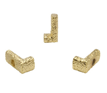 Gold Plated 13mm Textured Alphabet Bead - L