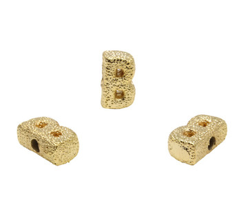 Gold Plated 13mm Textured Alphabet Bead - B