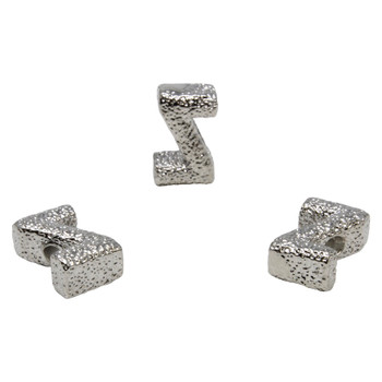 Silver Plated 13mm Textured Alphabet Bead - Z