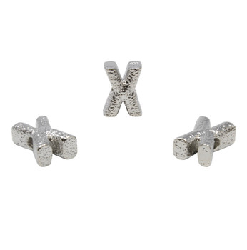 Silver Plated 13mm Textured Alphabet Bead - X