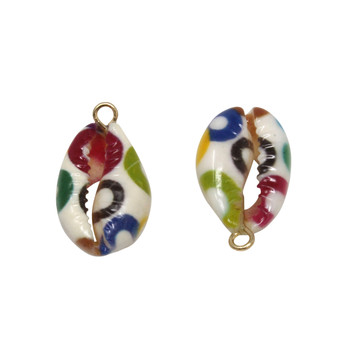 Circles Print Cowrie Shell Pendant