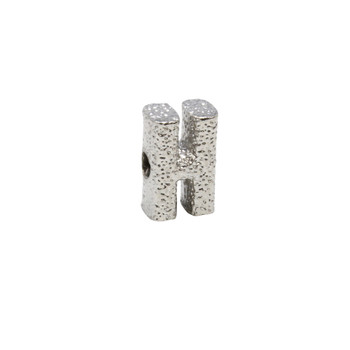 Silver Plated 13mm Textured Alphabet Bead - H