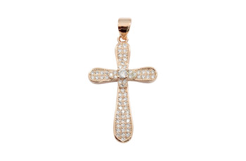 Rose Gold Micro Pave Rounded Cross Pendant