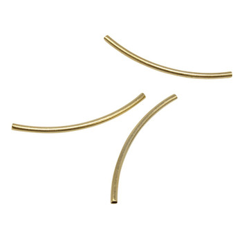 24K Gold Plated Brass 1.5x30mm Curved Tube