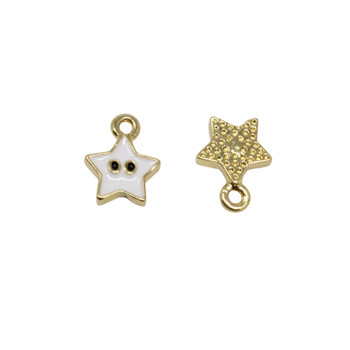 Gold Plated Enamel 6mm White Star Charm