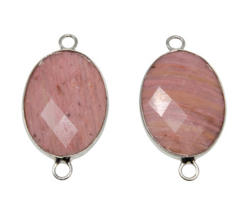 Rhodonite 17x23mm Silver Edge Oval Connector