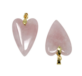 20x30mm Gold Rose Quartz Heart Pendant