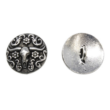 Silver Plated Longhorn Button