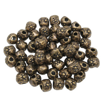 Brass Plated Large Hole Flower Nugget Bead