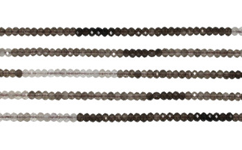 Smoky Quartz Polished Banded 2x3mm Faceted Rondelle