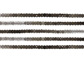 Smoky Quartz Polished Banded 2.5x4mm Faceted Rondelle